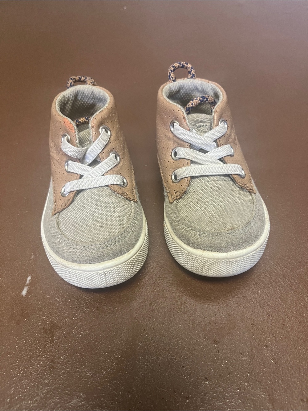 Baby/Toddler OshKosh Canvas Sneakers in Tan with Brown/Navy Accents